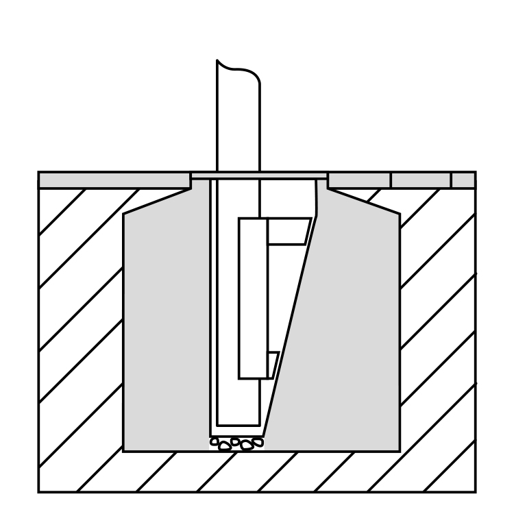 Bodenhalterung alfa vario (Mast-Ø 90 - 150 mm, zulässiger Fundamentüberstand 15 cm)