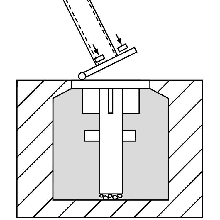 Kipphalterung für den belagsbündigen Einbau (zulässiger Fundamentüberstand 15 cm)