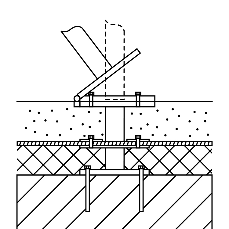 Kipphalterung für den Einbau in Dämmebene (mit/ohne Druck-/Klebeflansch)